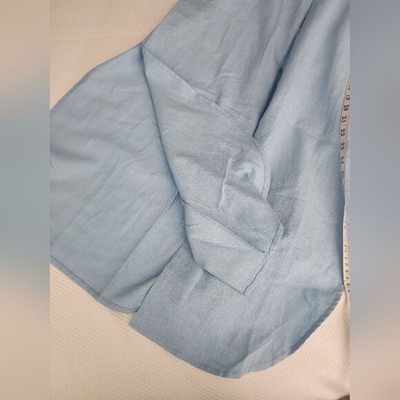 FOR CYNTHIA dress linen viscose blend side pockets belted short sleeve - Picture 5 of 13